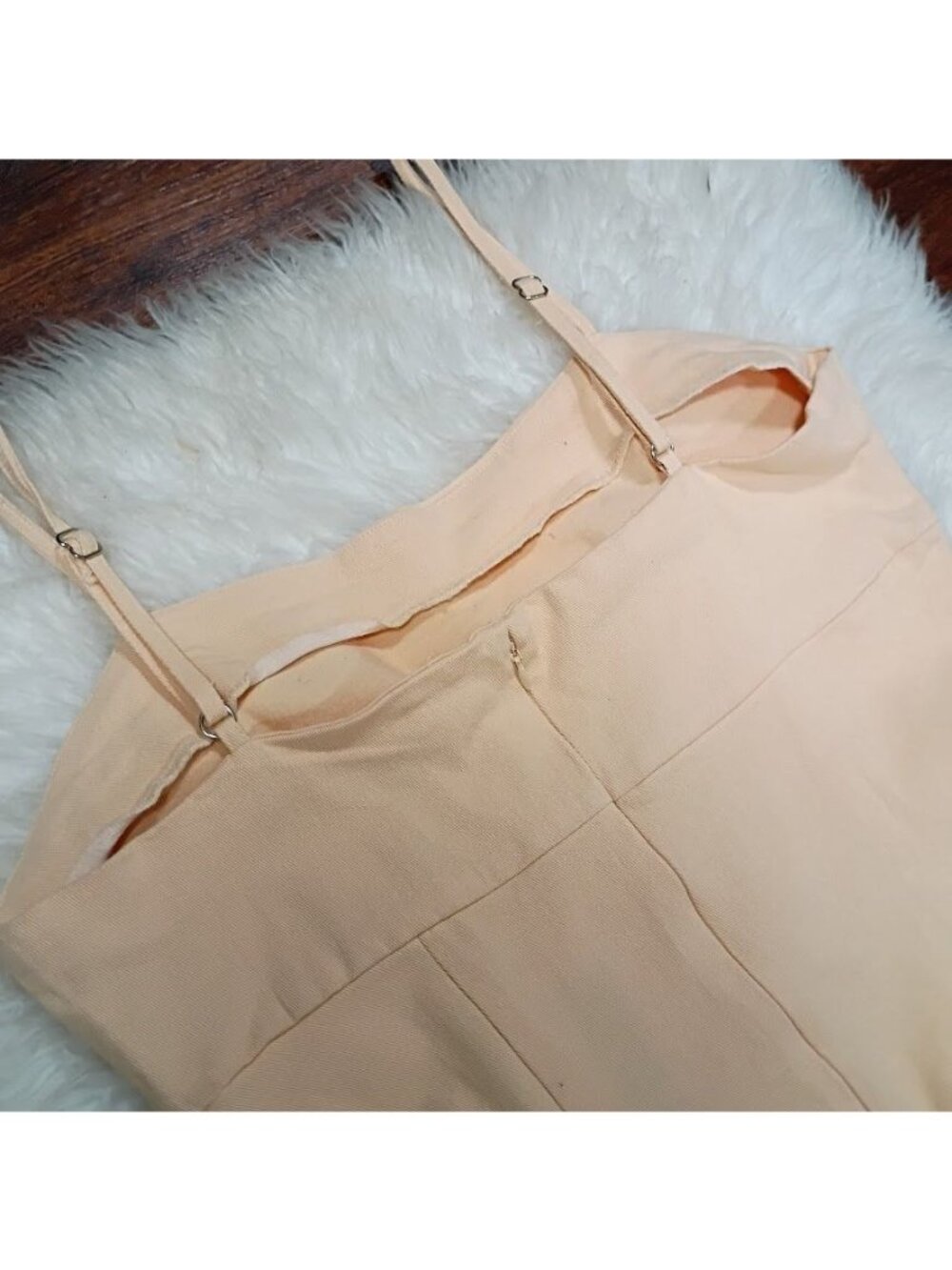 Avec Les Filles Size 12/14 Peach Square Neck Stretchy Mini Dress  Adjustable - Picture 6 of 13